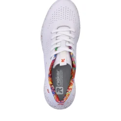 Discount Rieker Damskie Tenisowki Niskie Swan-White Rainbow