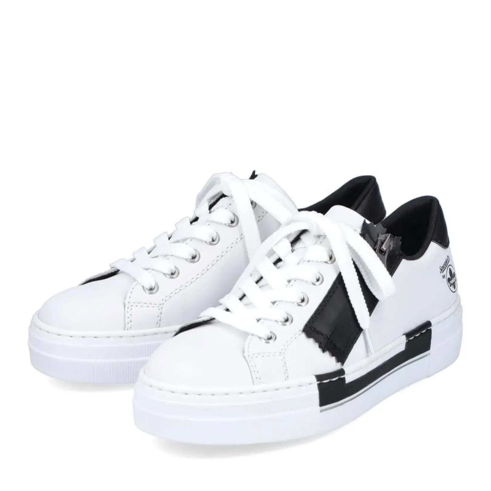 Discount Rieker Damskie Tenisowki Low Lily W Kolorze Bialo-Nocnej Czerni