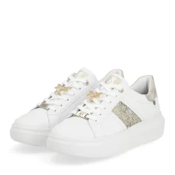 Outlet Rieker Damskie Tenisowki Niskie Swan-White Gold