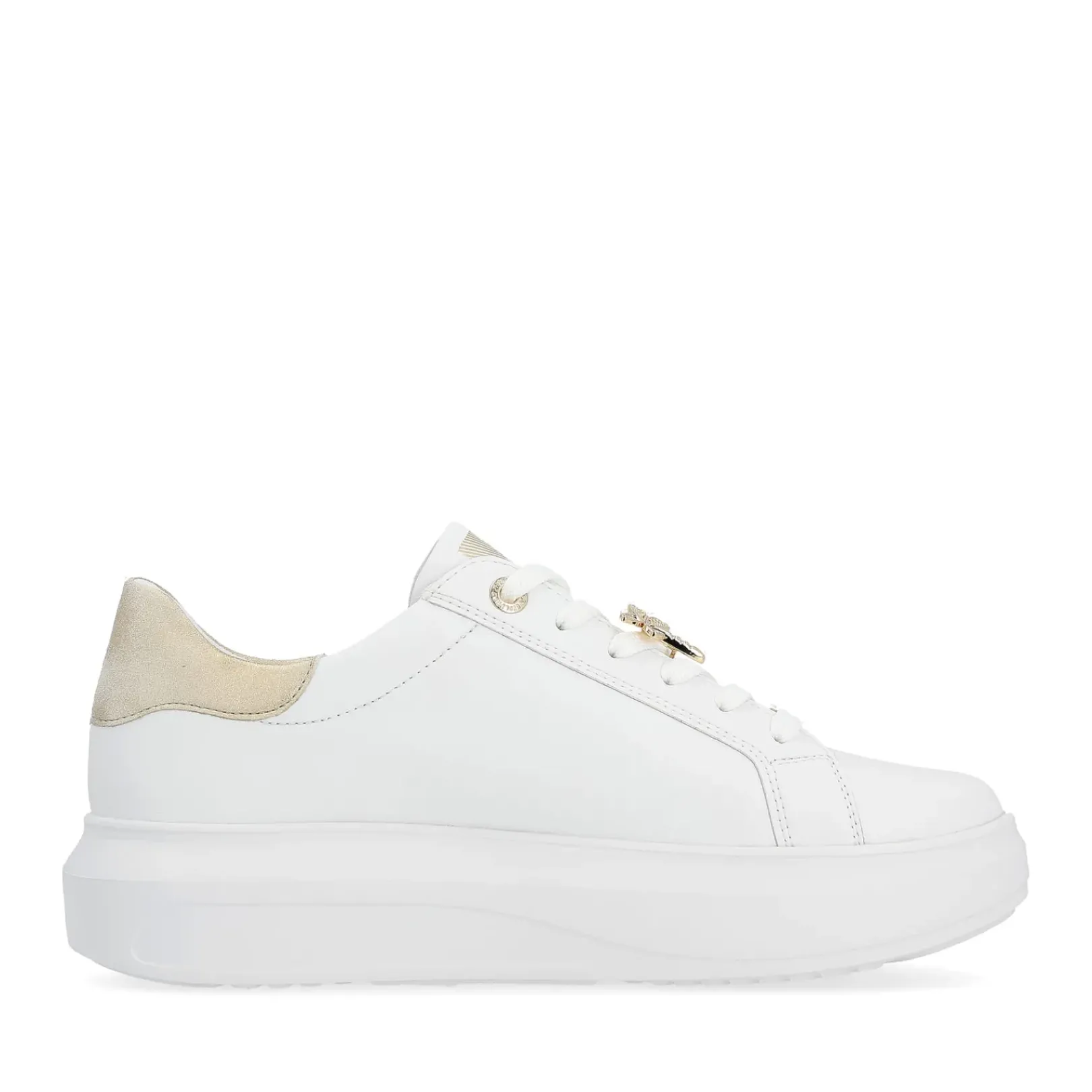 Outlet Rieker Damskie Tenisowki Niskie Swan-White Gold