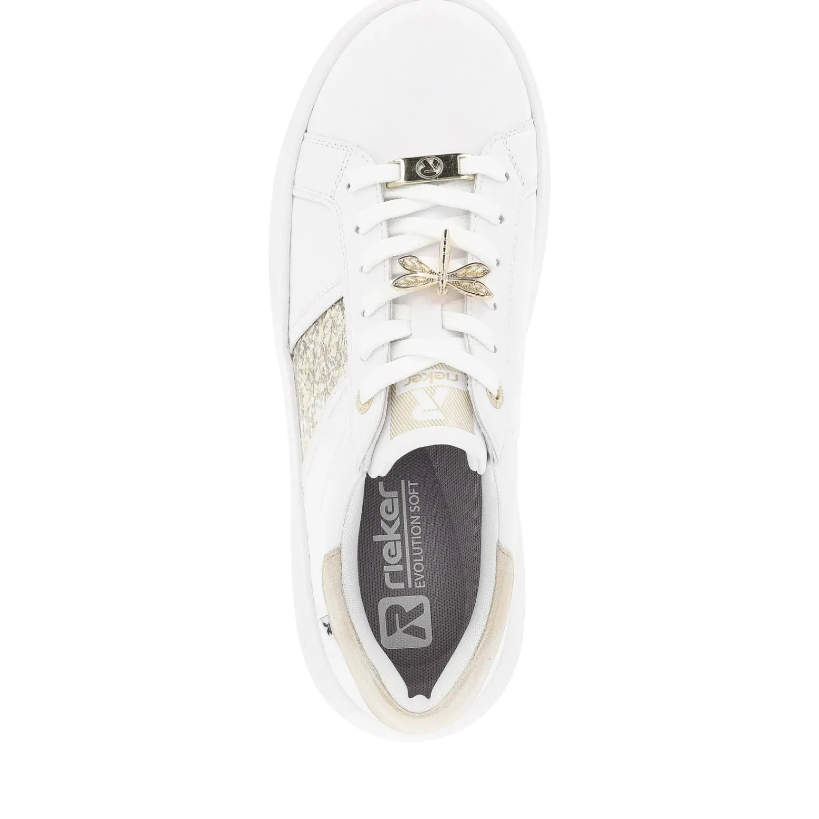 Outlet Rieker Damskie Tenisowki Niskie Swan-White Gold