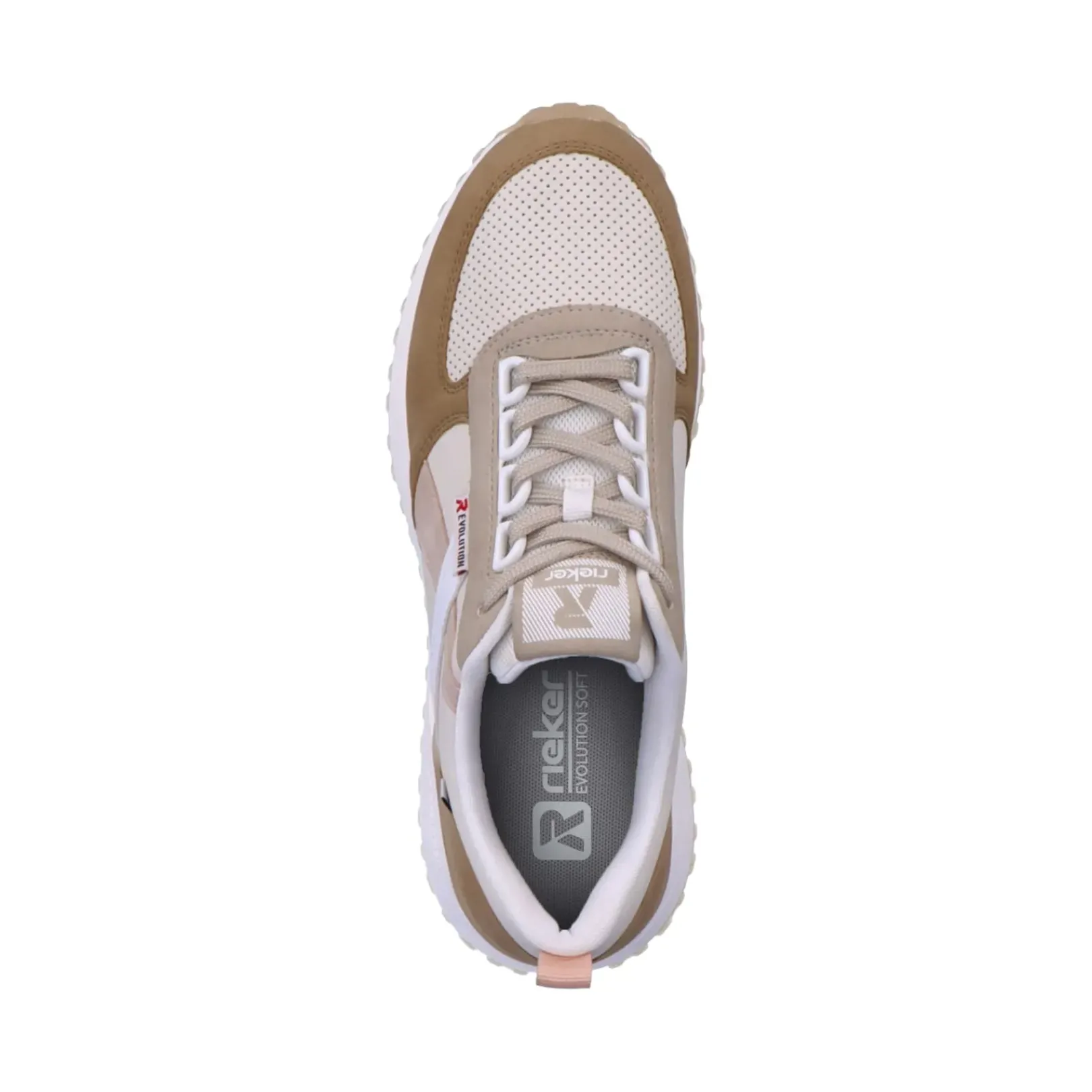 Sale Rieker Damskie Tenisowki Low Clay-Beige Cinnamon White