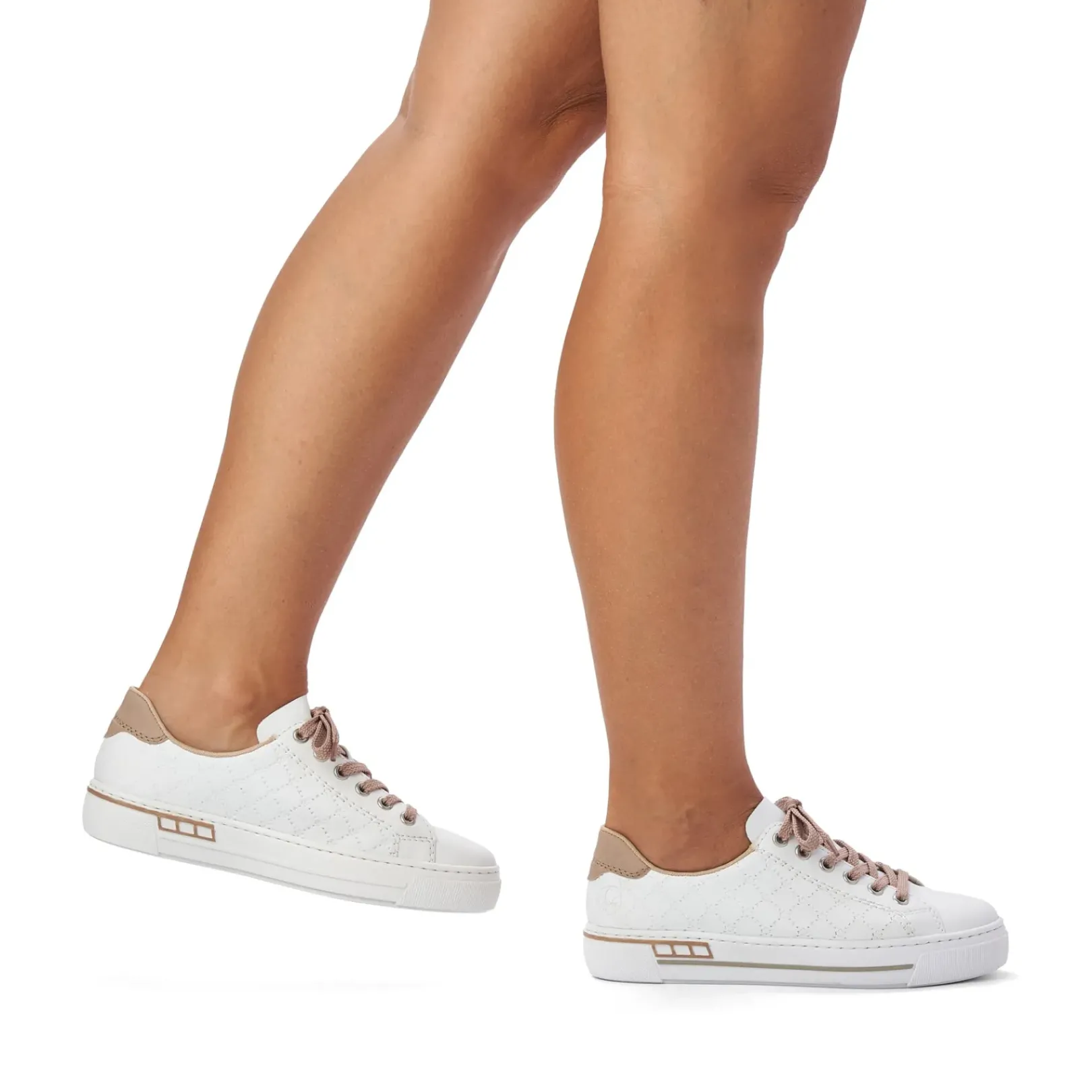 Fashion Rieker Damskie Tenisowki Niskie, Perlowo-Biale