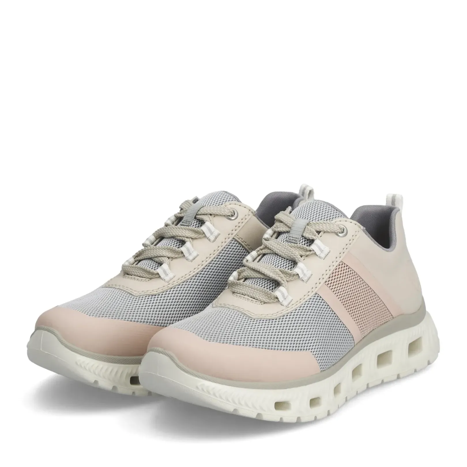 Discount Rieker Damskie Tenisowki Low Light Bezowo-Pastelowo Niebiesko-Rozowe