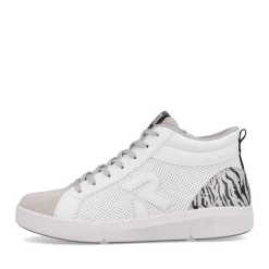 Clearance Rieker Damskie Tenisowki Wysokie Swan-White Arctic-Grey Zebra