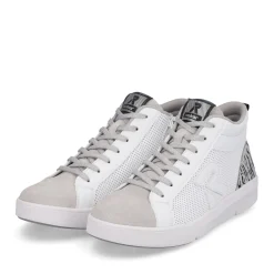 Clearance Rieker Damskie Tenisowki Wysokie Swan-White Arctic-Grey Zebra