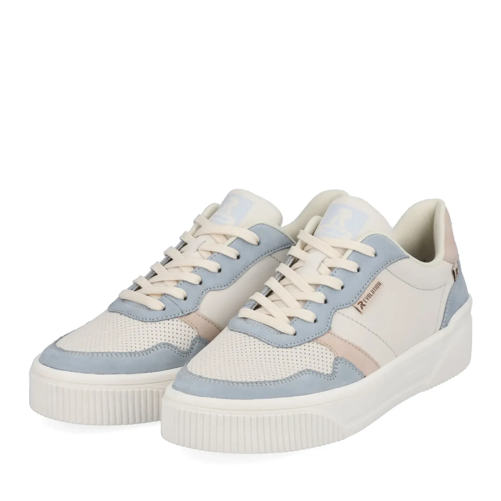 Clearance Rieker Damskie Tenisowki Niskie Waniliowo-Bialo-Jasnoniebieskie