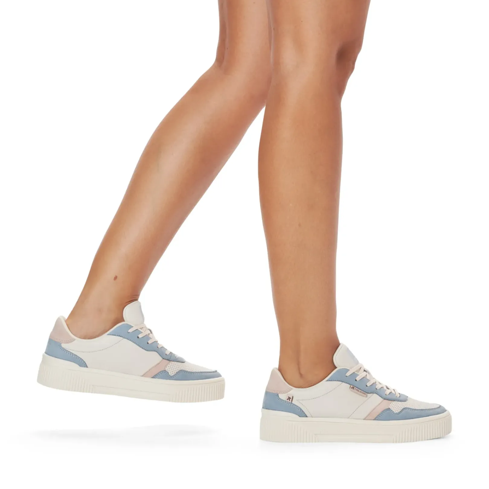 Clearance Rieker Damskie Tenisowki Niskie Waniliowo-Bialo-Jasnoniebieskie