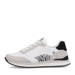 New Rieker Damskie Tenisowki Niskie Swan-White Arctic-Grey Zebra