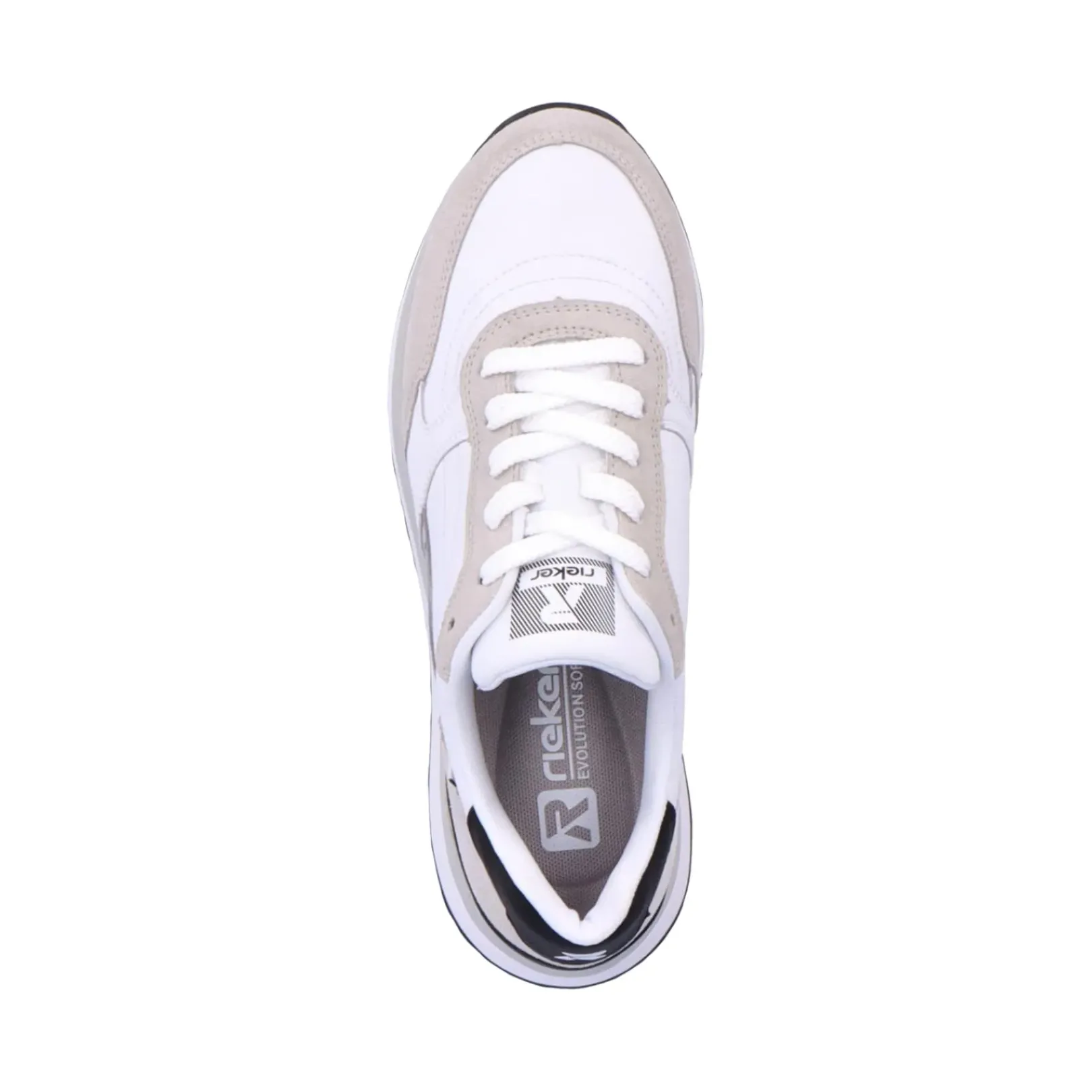 New Rieker Damskie Tenisowki Niskie Swan-White Arctic-Grey Zebra