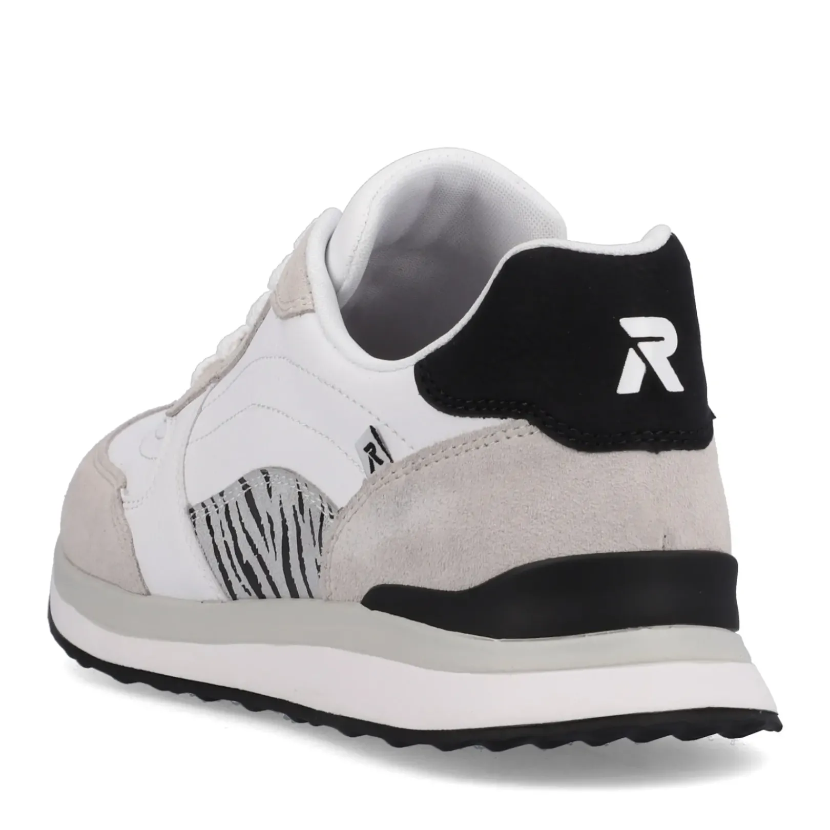 New Rieker Damskie Tenisowki Niskie Swan-White Arctic-Grey Zebra