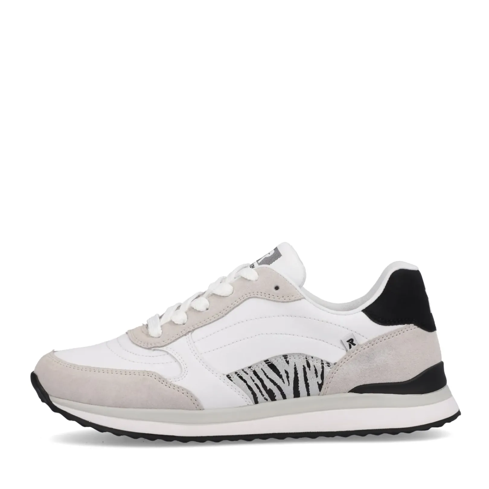 New Rieker Damskie Tenisowki Niskie Swan-White Arctic-Grey Zebra