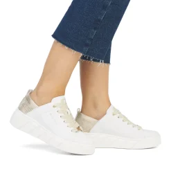 Fashion Rieker Damskie Tenisowki W Kolorze Diamentowo-Bialym, Szampanskie