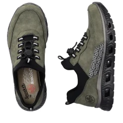 Fashion Rieker Kapcie Damskie Khaki-Czarne