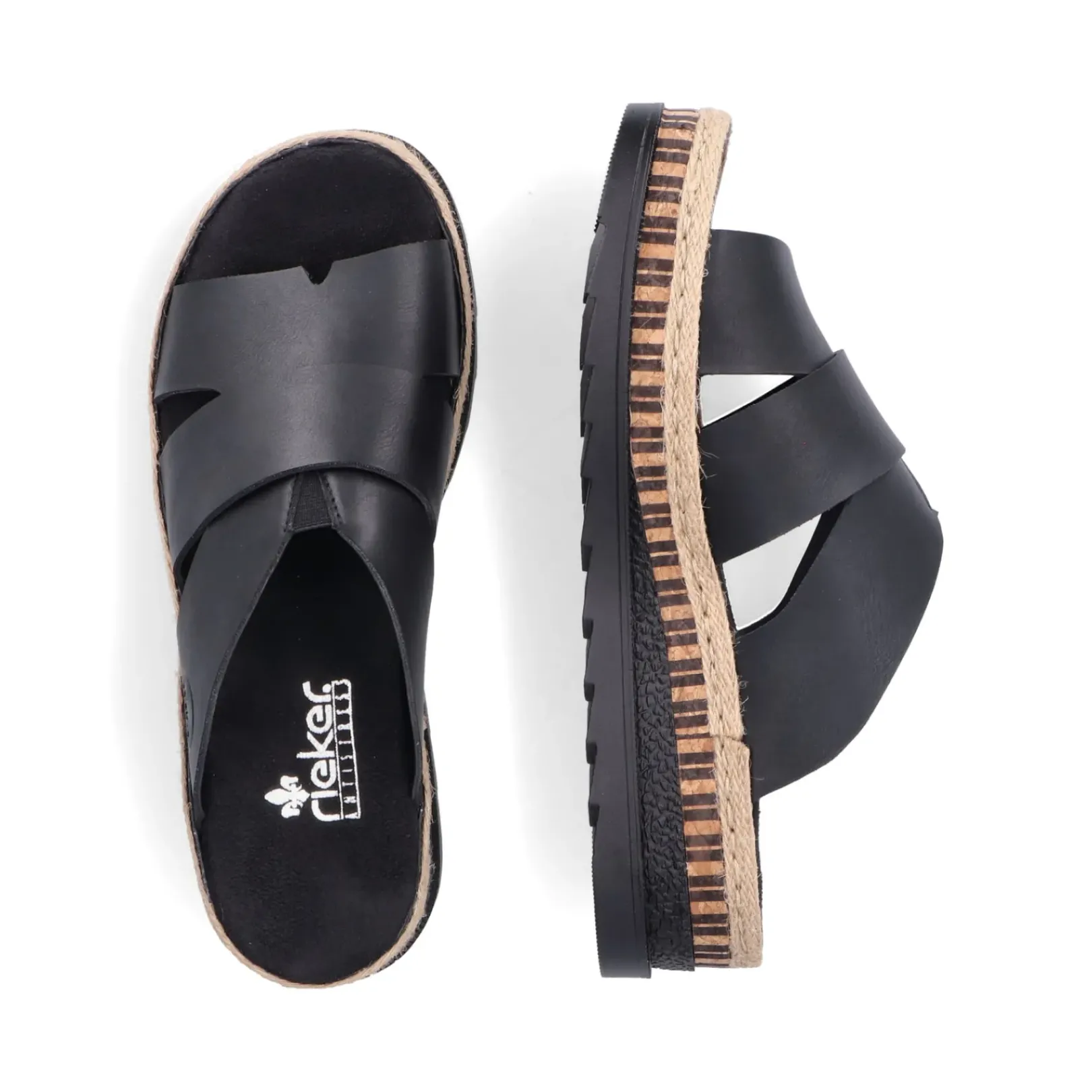 Discount Rieker Klapki Damskie , Nocne, Czarne