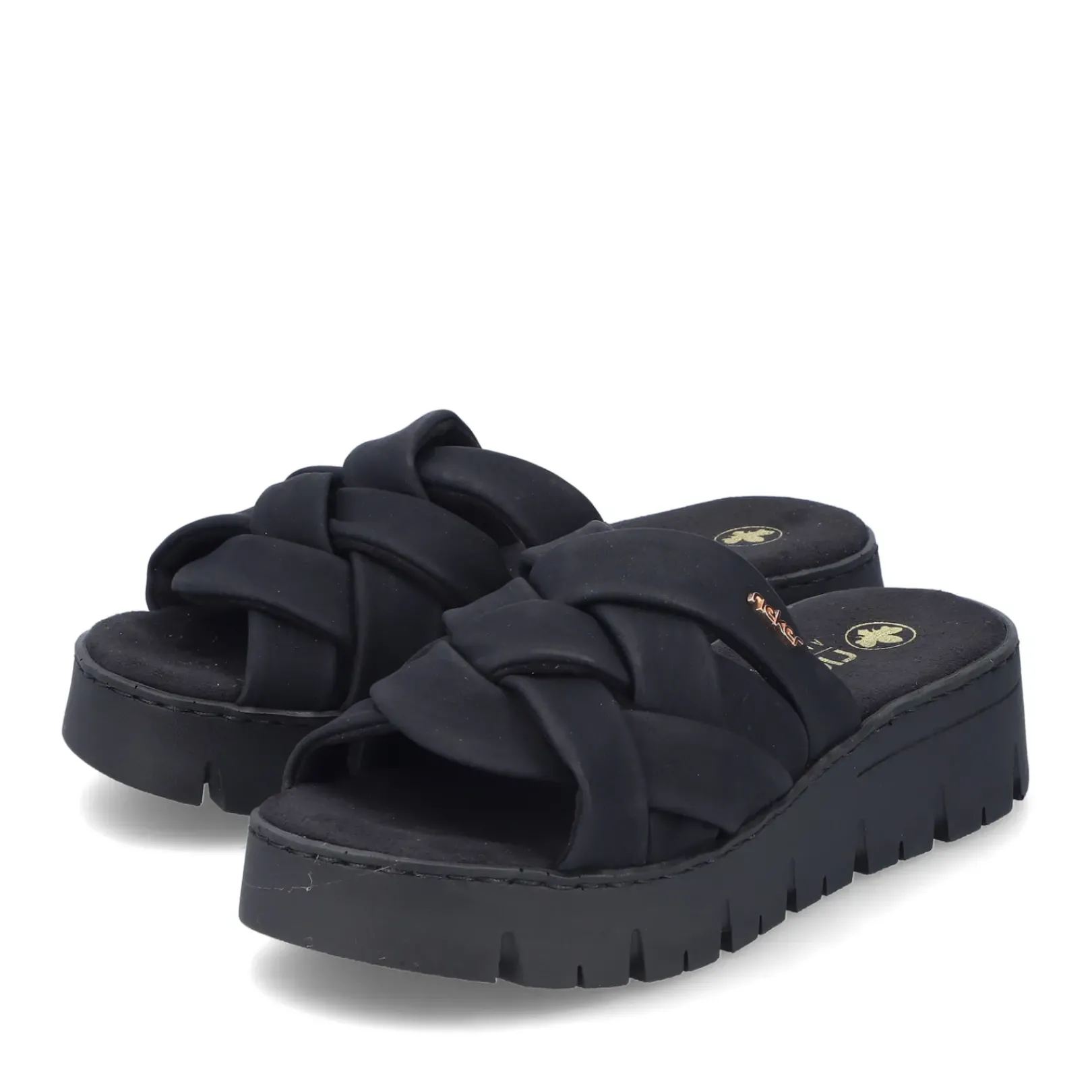 Outlet Rieker Klapki Damskie , Nocne, Czarne