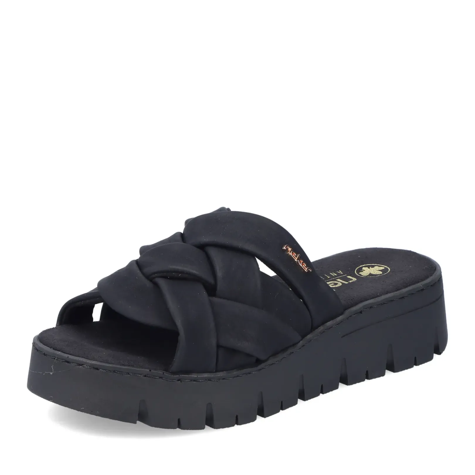 Outlet Rieker Klapki Damskie , Nocne, Czarne