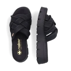 Outlet Rieker Klapki Damskie , Nocne, Czarne