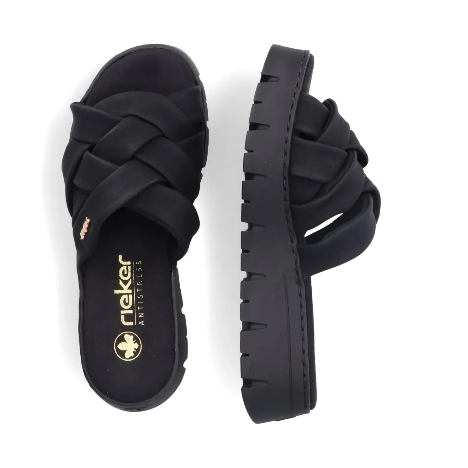 Outlet Rieker Klapki Damskie , Nocne, Czarne