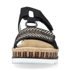 Outlet Rieker Klapki Damskie W Kolorze Glebokiej Czerni