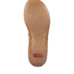 New Rieker Klapki Damskie W Kolorze Glinkowego Bezu
