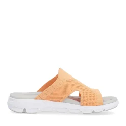 Discount Rieker Klapki Damskie W Neonowo Pomaranczowym Kolorze