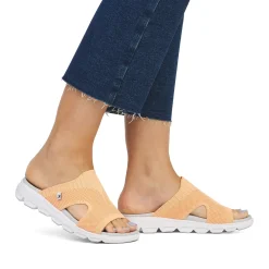 Discount Rieker Klapki Damskie W Neonowo Pomaranczowym Kolorze