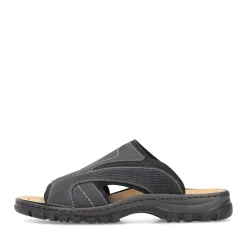 Fashion Rieker Klapki Meskie W Kolorze Czarno-Szarym