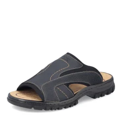 Fashion Rieker Klapki Meskie W Kolorze Czarno-Szarym
