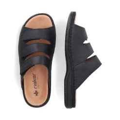 Fashion Rieker Klapki Meskie W Kolorze Czarno-Szarym