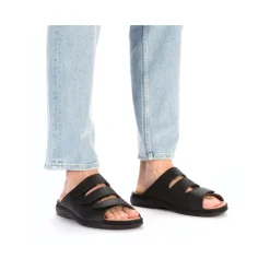 Fashion Rieker Klapki Meskie W Kolorze Czarno-Szarym