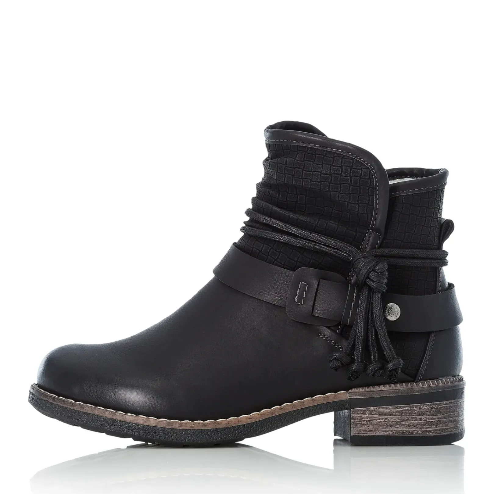 New Rieker Krotkie Botki Damskie , Nocne, Czarne