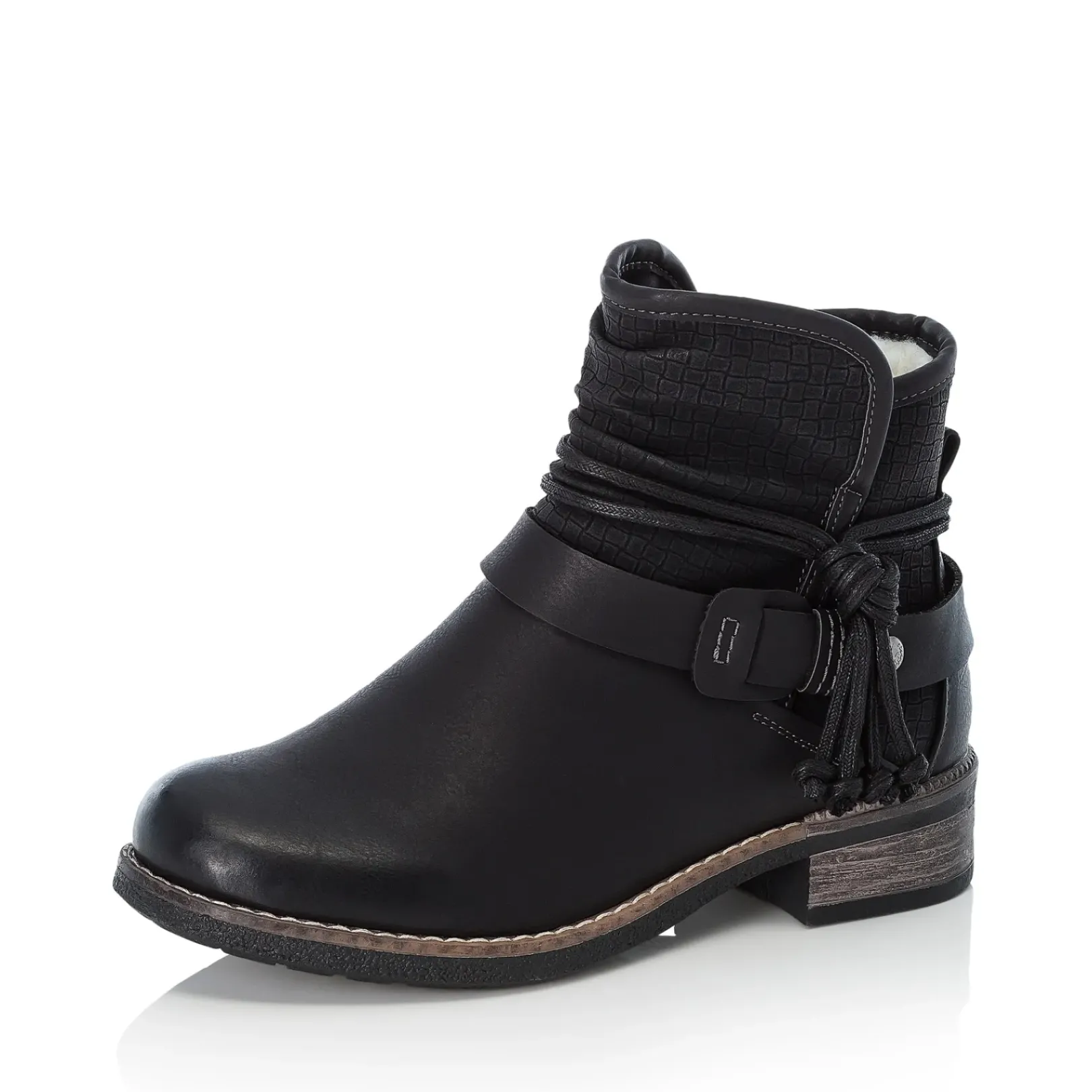 New Rieker Krotkie Botki Damskie , Nocne, Czarne