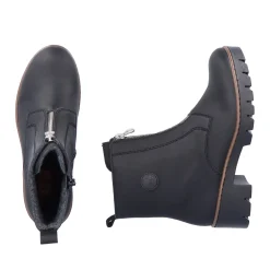 Discount Rieker Krotkie Botki Damskie W Kolorze Kruczoczarnym