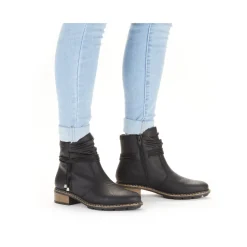Clearance Rieker Krotkie Botki Damskie W Kolorze Kruczoczarnym