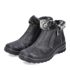 New Rieker Krotkie Botki Damskie W Kolorze Kruczoczarnym