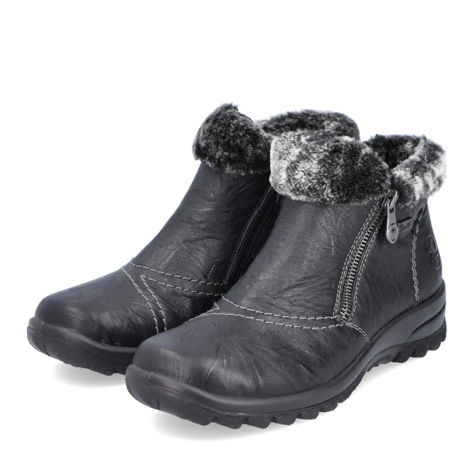 New Rieker Krotkie Botki Damskie W Kolorze Kruczoczarnym