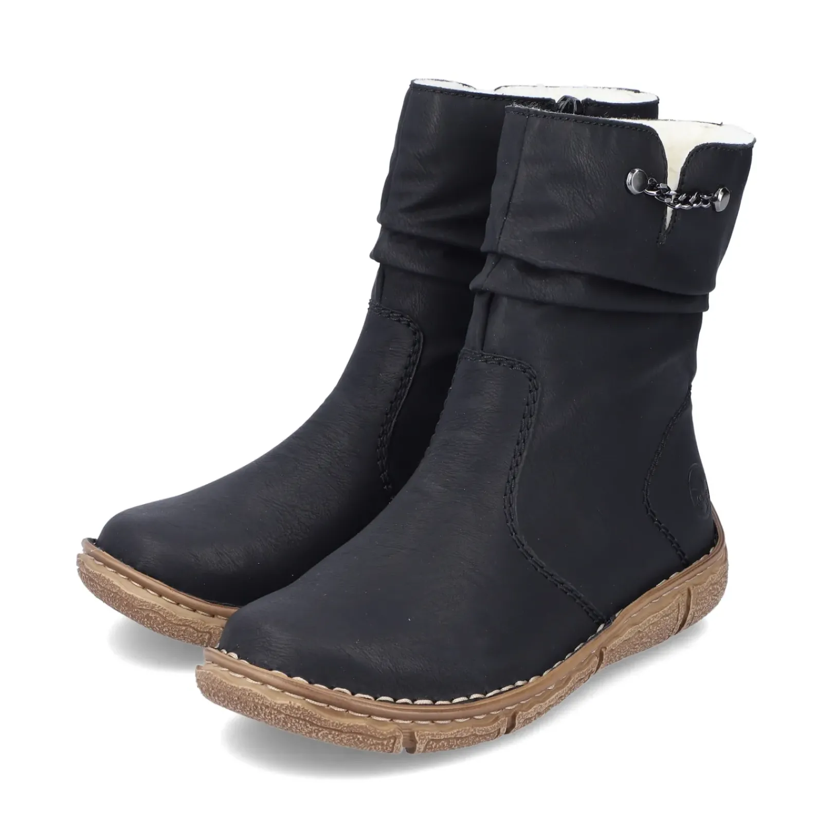 New Rieker Krotkie Botki Damskie , Nocne, Czarne