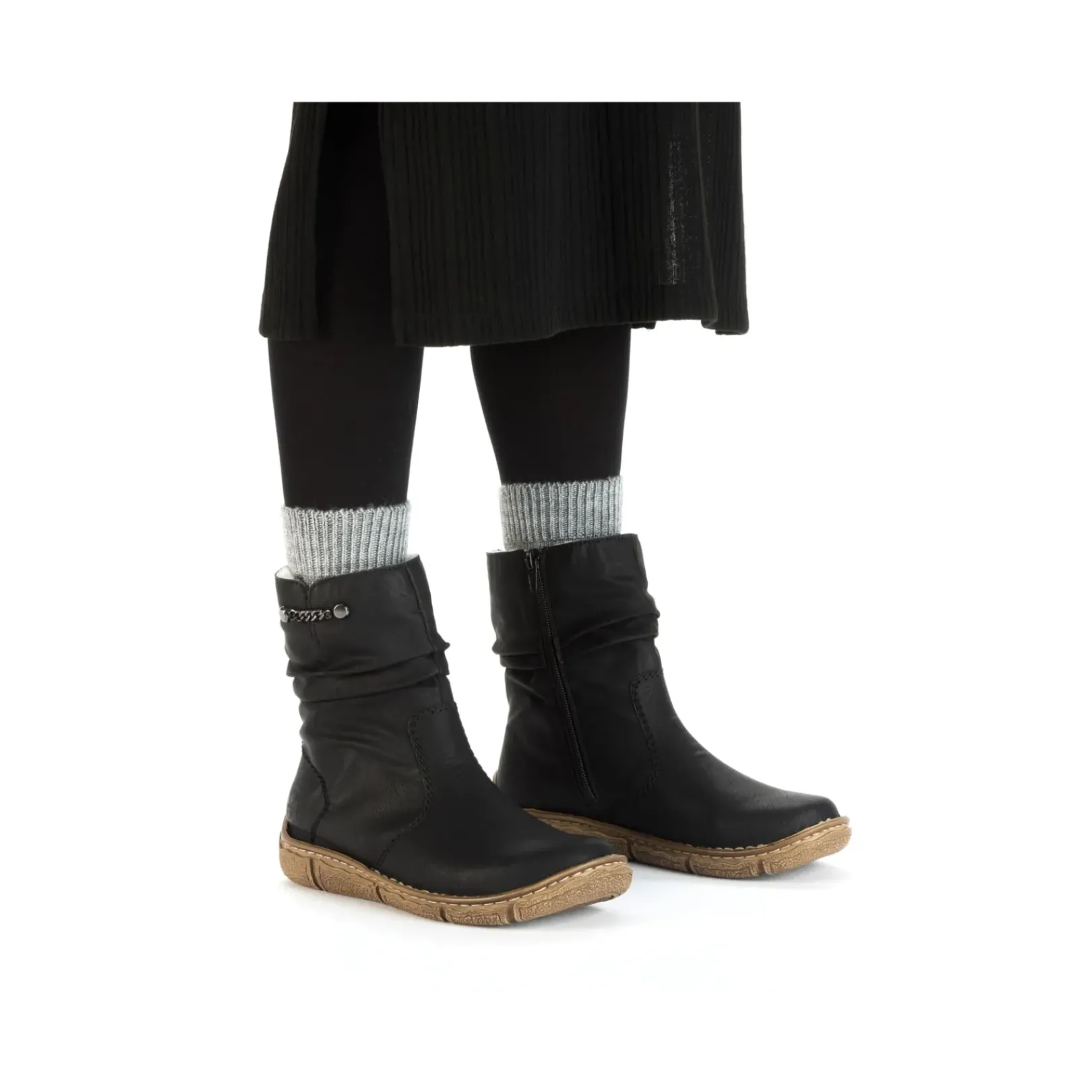 New Rieker Krotkie Botki Damskie , Nocne, Czarne