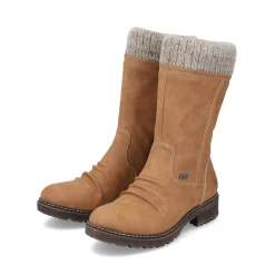 Sale Rieker Krotkie Botki Damskie W Kolorze Camelowo-Brazowym