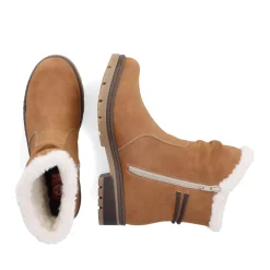 Discount Rieker Krotkie Botki Damskie W Kolorze Camelowo-Brazowym