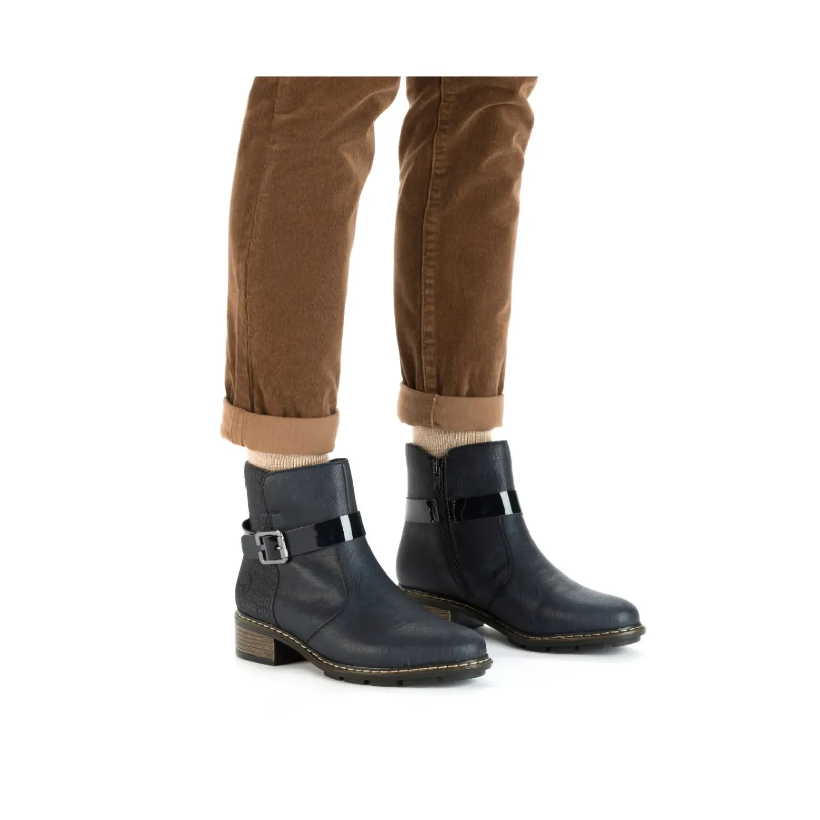 New Rieker Krotkie Botki Damskie W Kolorze Lazurowym