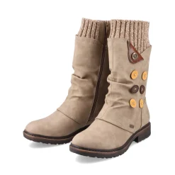 Clearance Rieker Krotkie Botki Damskie W Kolorze Bezowym