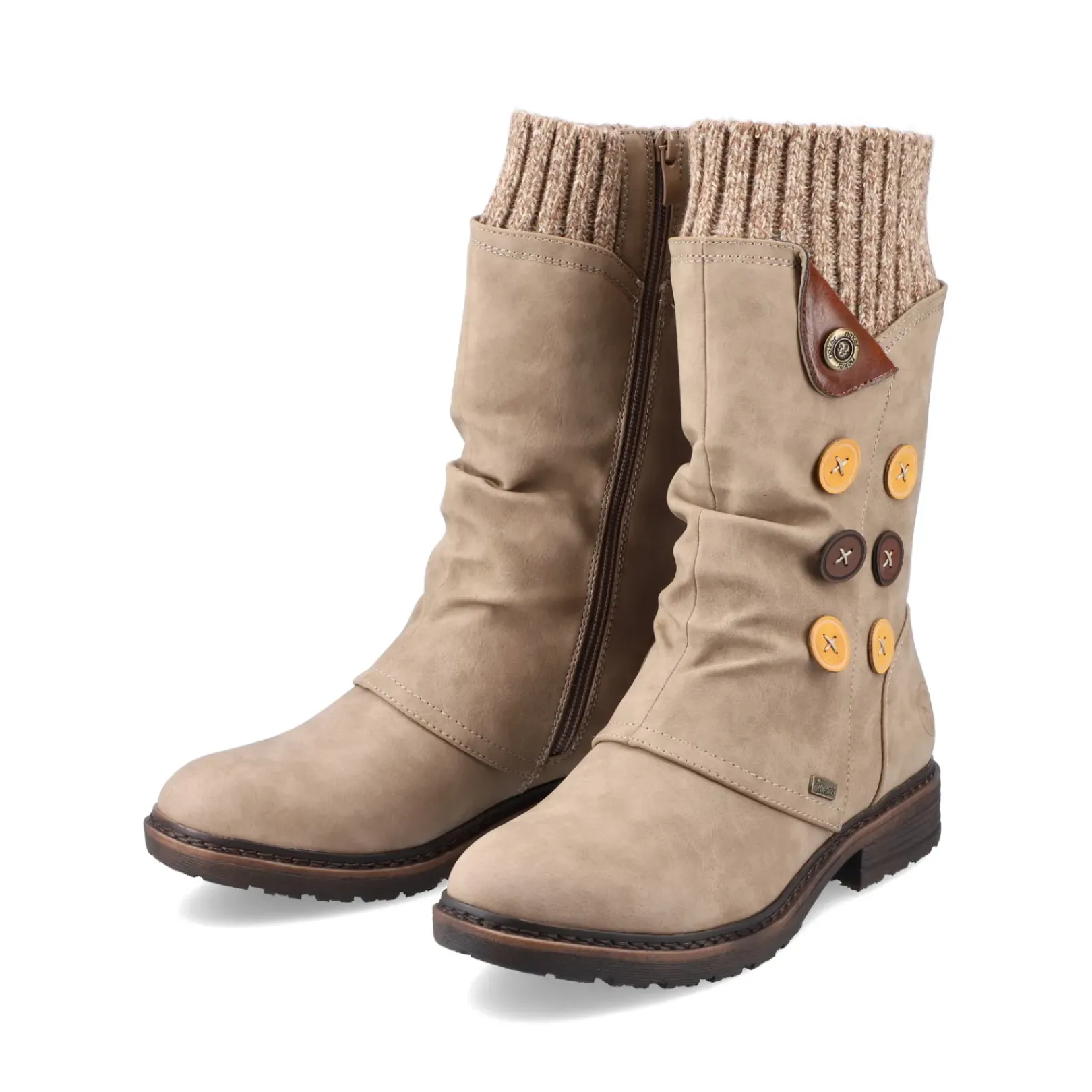 Clearance Rieker Krotkie Botki Damskie W Kolorze Bezowym