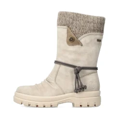 Fashion Rieker Krotkie Botki Damskie W Kolorze Jasnego Bezu