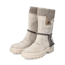 Fashion Rieker Krotkie Botki Damskie W Kolorze Jasnego Bezu