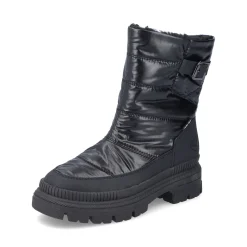 New Rieker Krotkie Botki Damskie W Kolorze Czarnym, Blyszczacym