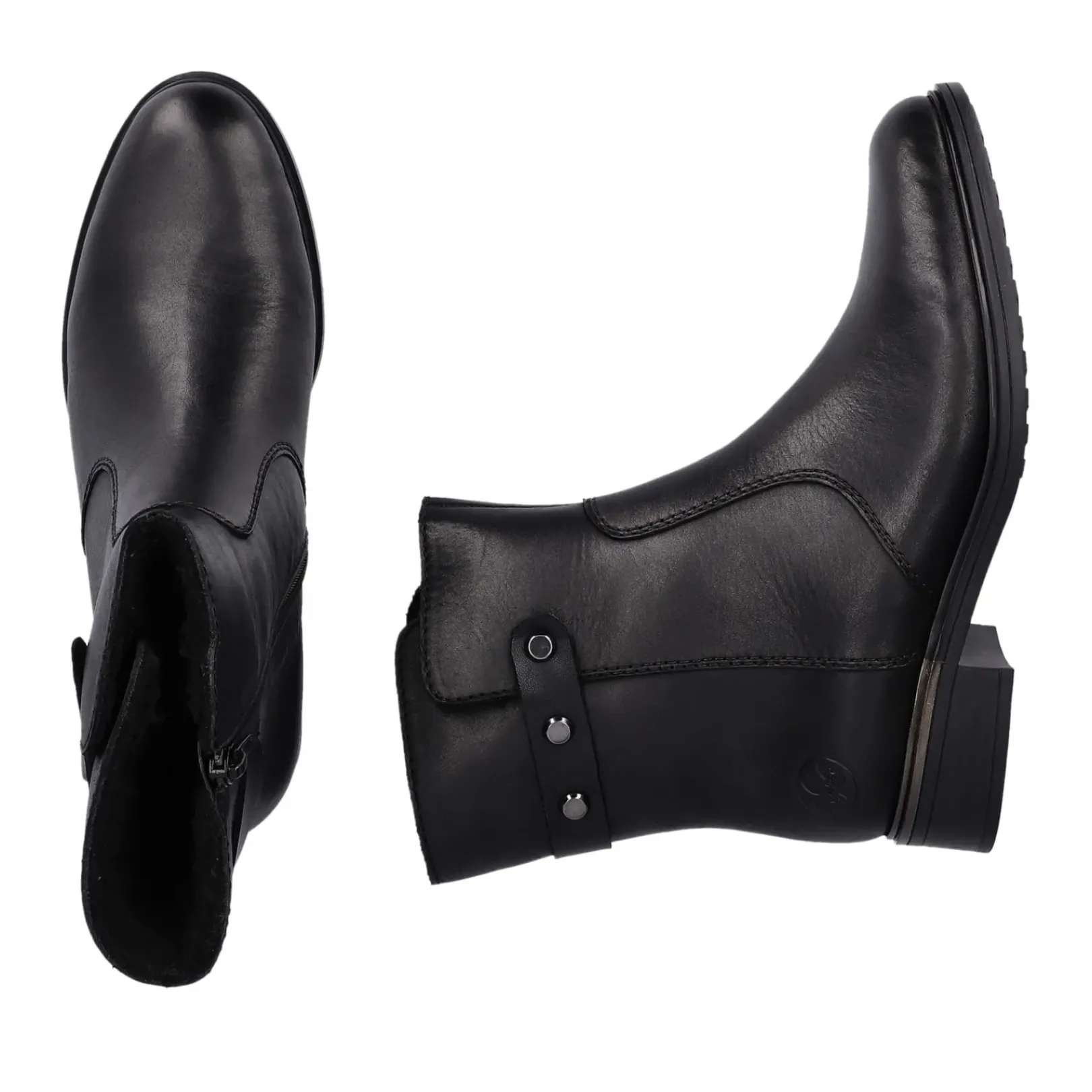 New Rieker Krotkie Botki Damskie , Nocne, Czarne
