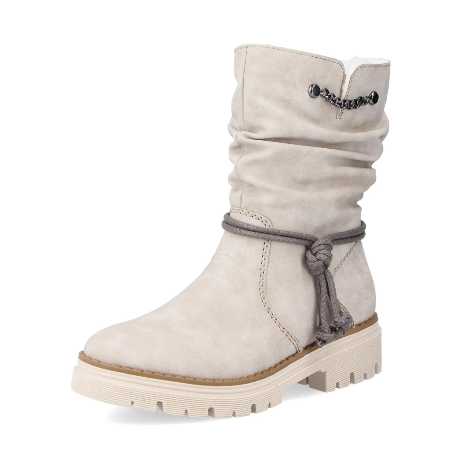Clearance Rieker Krotkie Botki Damskie W Kolorze Jasnego Bezu