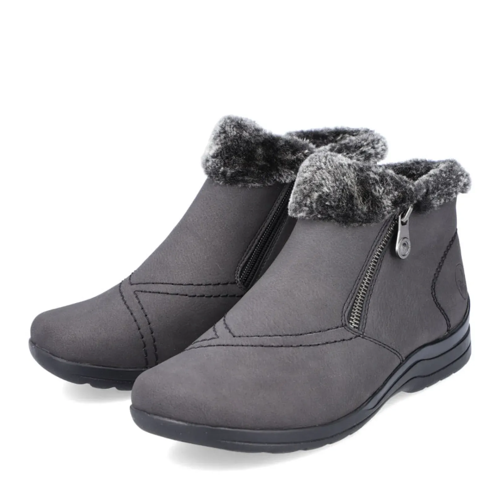 Discount Rieker Krotkie Botki Damskie W Kolorze Antracytowym